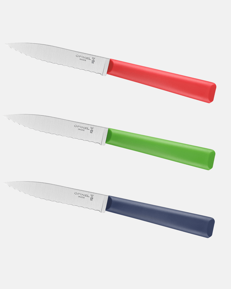  Couteau cranté Opinel N°313 avec lame dentelée en acier inoxydable et manche en polymère surmoulé.