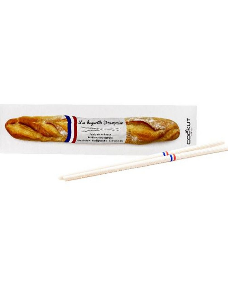 Paire de baguettes "La Baguette Française" Cookut en fibre végétale, élégantes et compatibles avec le lave-vaisselle pour une dégustation pratique des plats asiatiques.