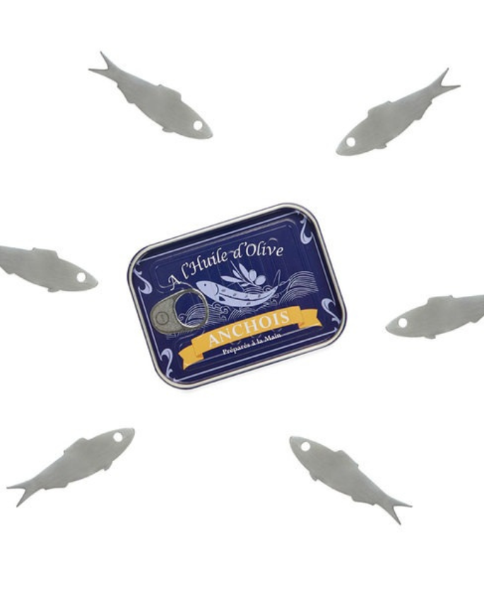 Pics Apéritif Anchois x6 de Balvi - Accessoires ludiques pour piquer olives et tapas, design en forme d'anchois.